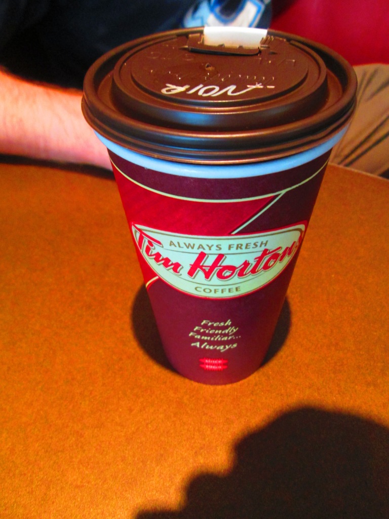This is a sure sign you have arrived in French Canada. Café noir de Tim Hortons!